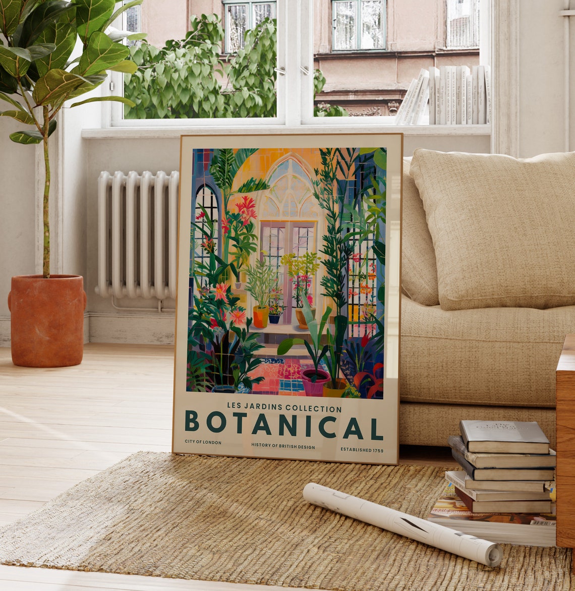 Botanical Greenhouse Interior Les Jardins Colorful London Art Poster - Image 4