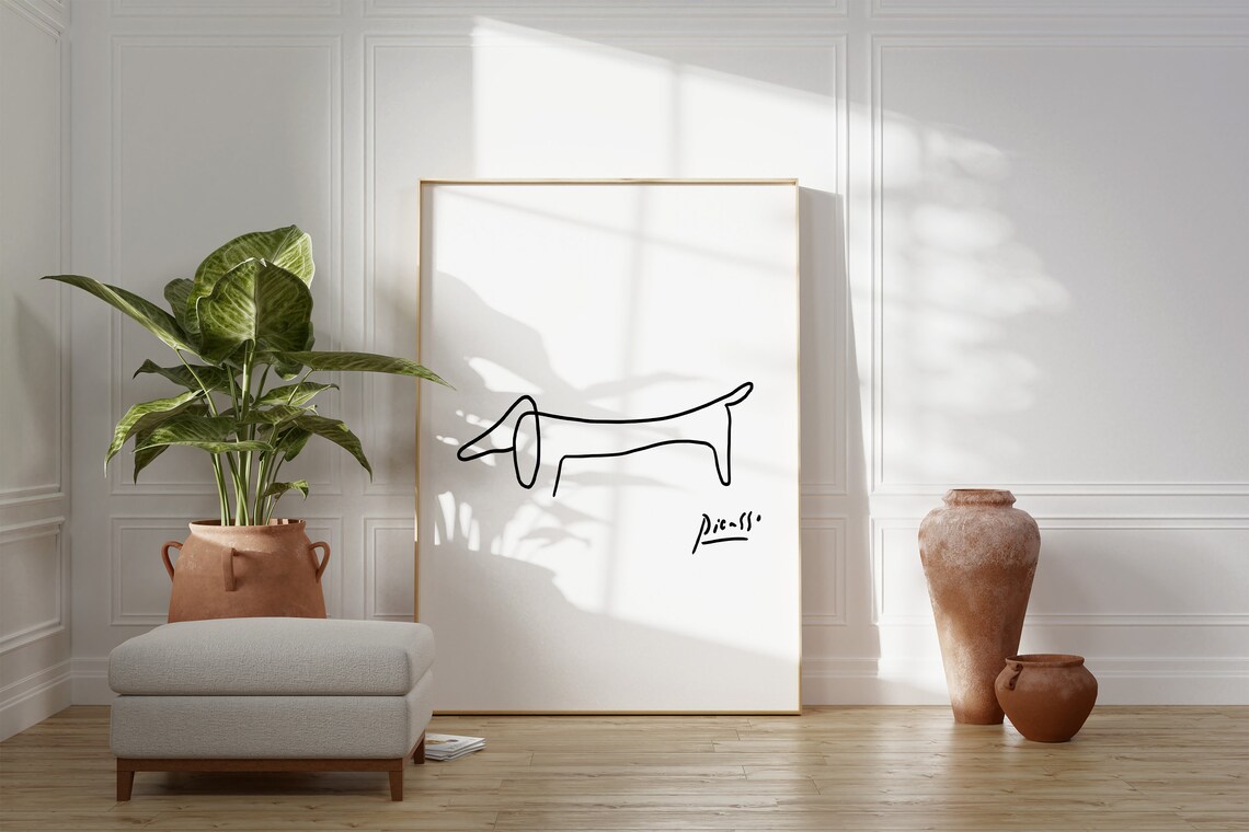 Picasso Sausage Dog Minimalist Art Print, Modern - Image 3