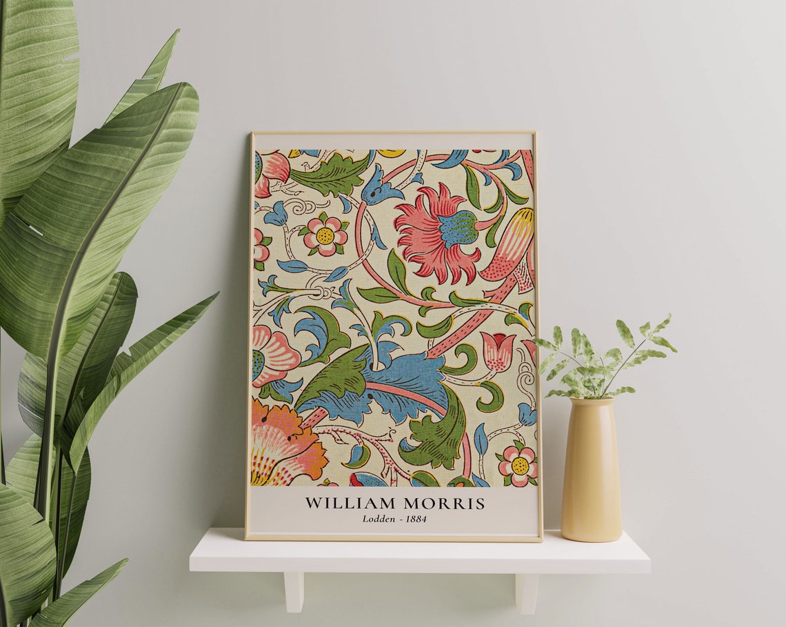 William Morris Lodden 1884 Colorful Floral Scroll Pattern Wall Art - Image 2