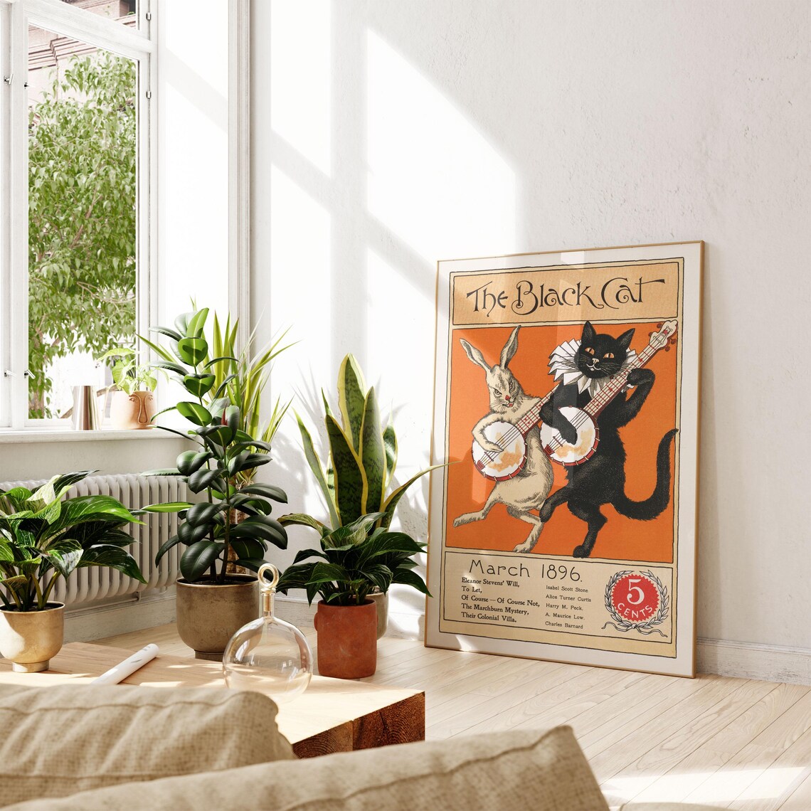 The Black Cat 1896 Vintage Magazine Cover Cat Rabbit Banjo Retro Poster - Image 3
