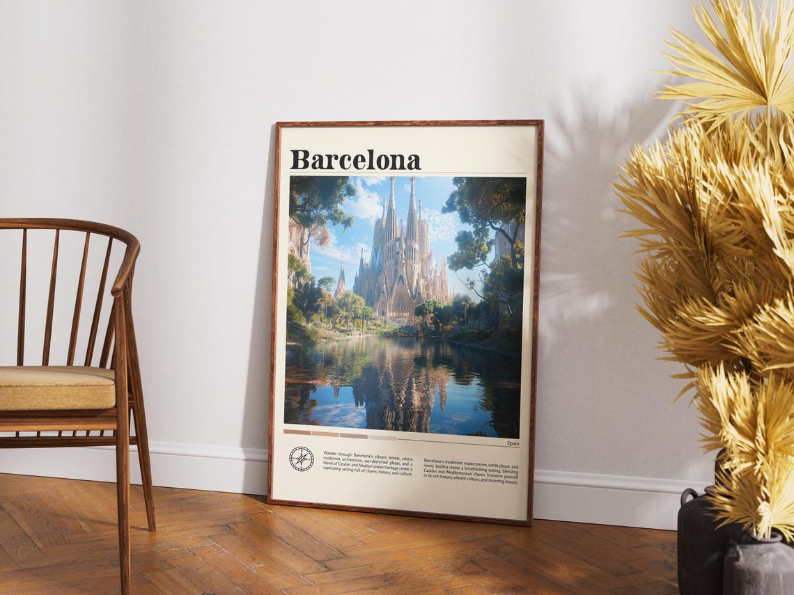 Barcelona City Spain Travel Print Spain Travel Poster Travel Wall Art City Map Print Travel Poster Travel Art Gift Travel Home Decor - Image 4