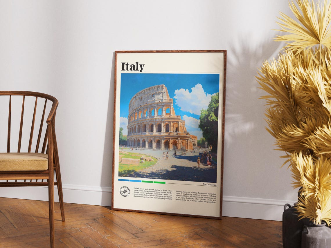Rome Italy Colosseum Travel Print Italy Travel Print Travel Wall Art City Map Print Travel Poster Travel Art Gift Travel Home Decor - Image 4