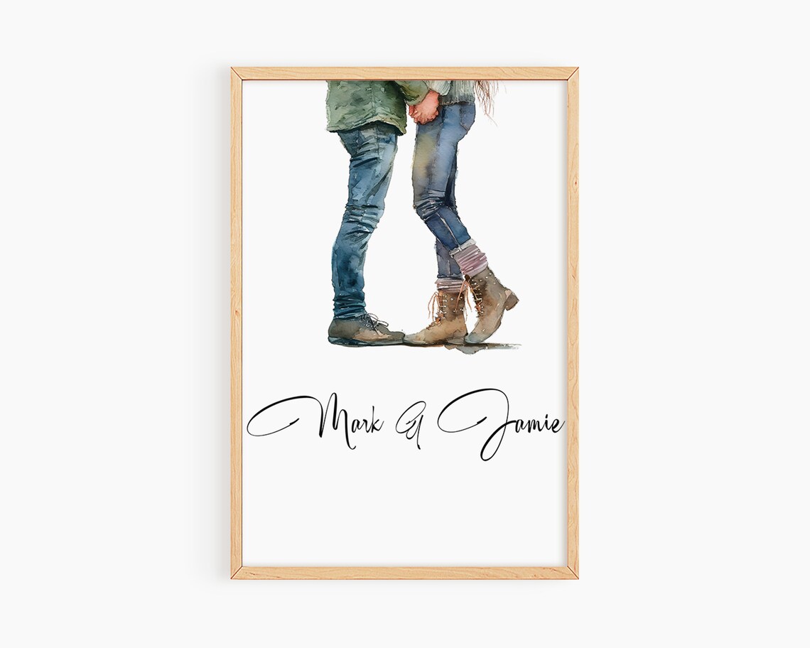 Mark And Jamie Custom Names Watercolor Romantic Couple Love Poster