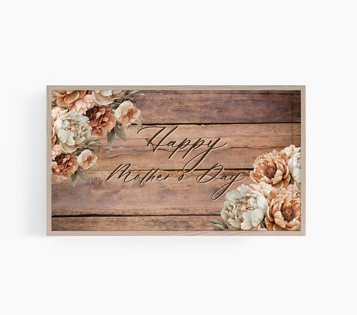 Happy Mothers Day Rustic Wood Plank Floral Farmhouse Gift Poster