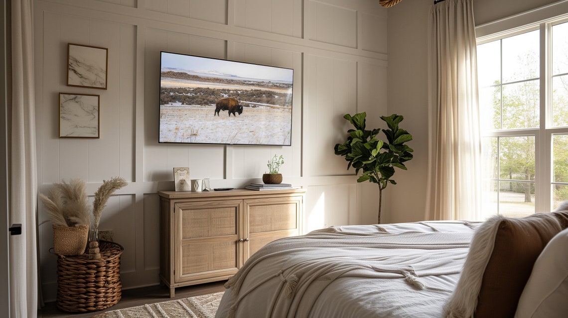 American Bison Crossing Snowy Prairie Winter Wildlife Nature Poster - Image 2