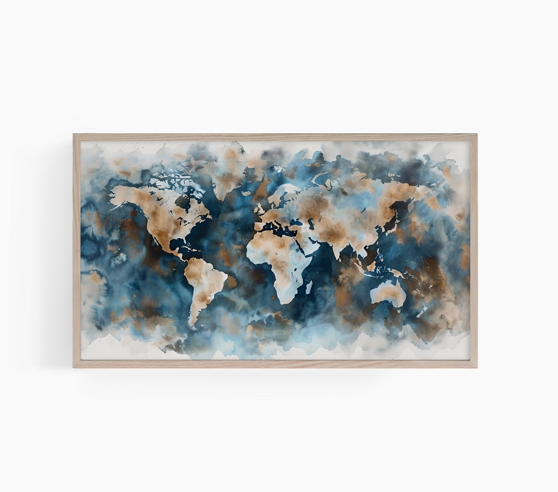Watercolor World Map, Travel Poster