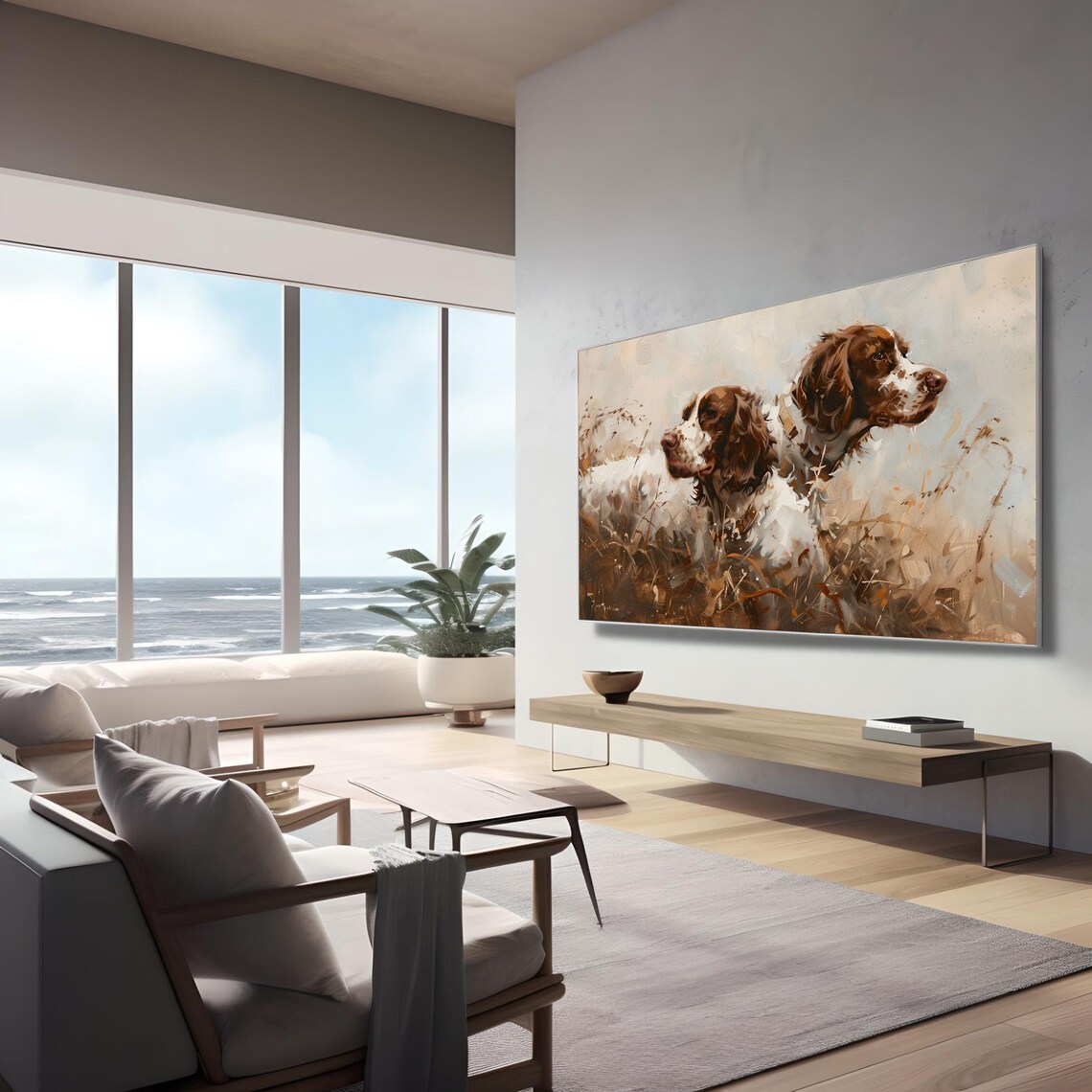 Bird Dogs Antique Fall Landscape Art Print - Image 3