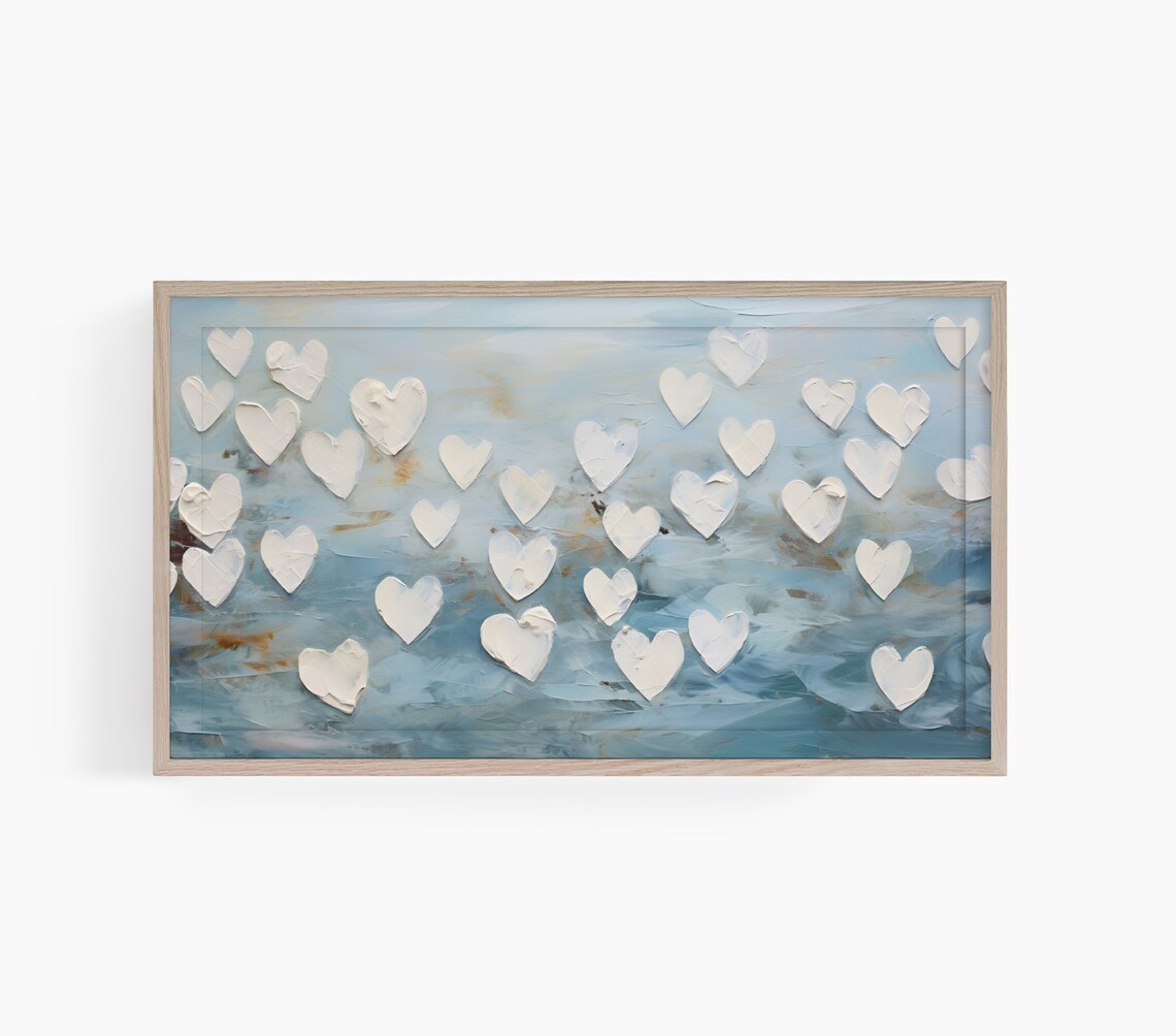 Valentine Hearts Art Print, Neutral TV Decor