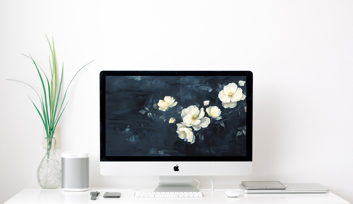 Spring Flowers Wallpaper, Moody Floral Poster Print