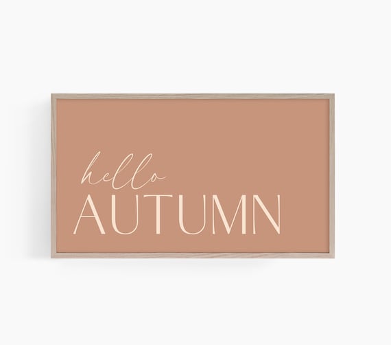 Hello Autumn Terracotta Fall Word Sign Warm Neutral Modern Kitchen Wall Art