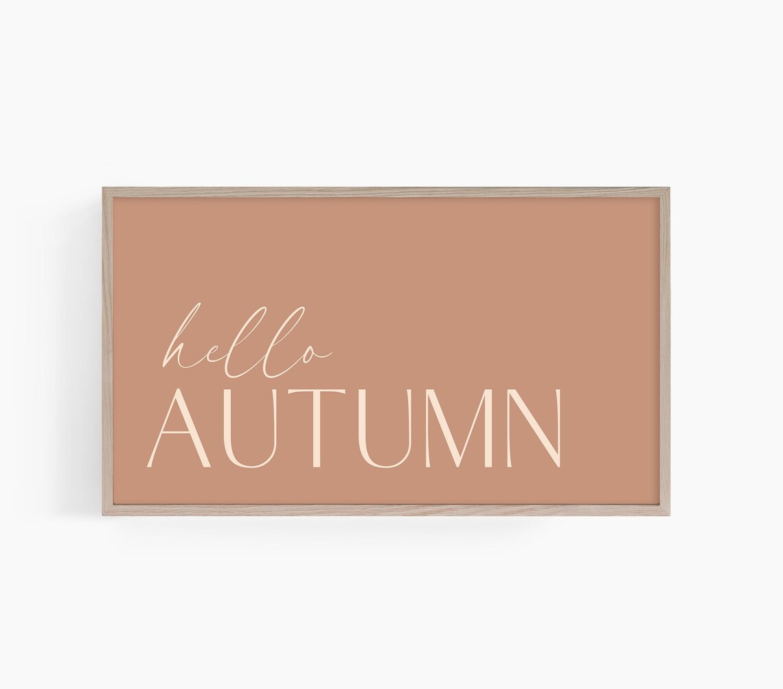 Hello Autumn Terracotta Fall Word Sign Warm Neutral Modern Kitchen Wall Art