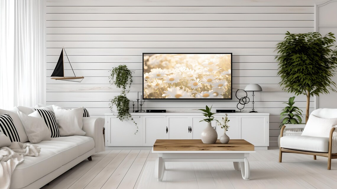 Sunlit White Daisy Field Photography Golden Flower Meadow Poster - Image 2