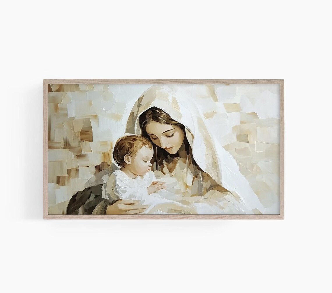 Nativity Mary And Baby Jesus Christmas Art Print