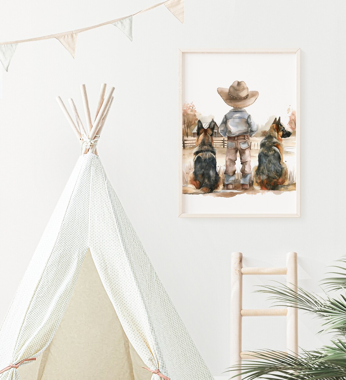 Cowboy Nursery Decor, Boy And His Dogs Art Print - Image 3