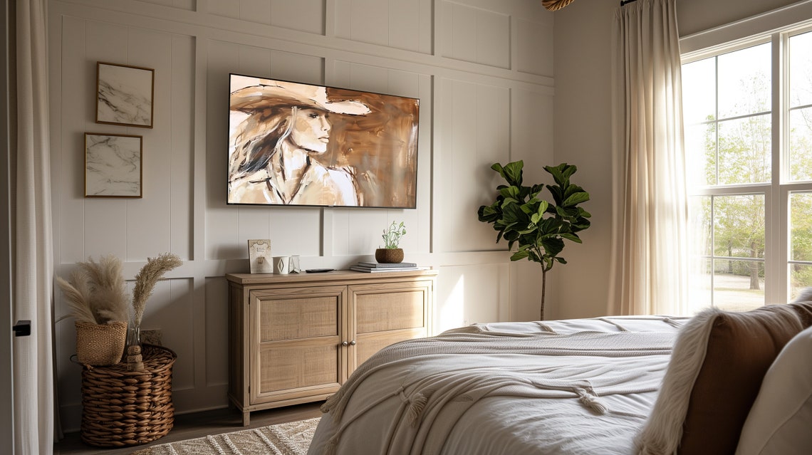 Frame Tv Cowgirl Country Frame Tv Art Muted Cowgirl Frame Tv Art Farmhouse Tv Art Cowgirl Painting Tv Art T617 - Image 2