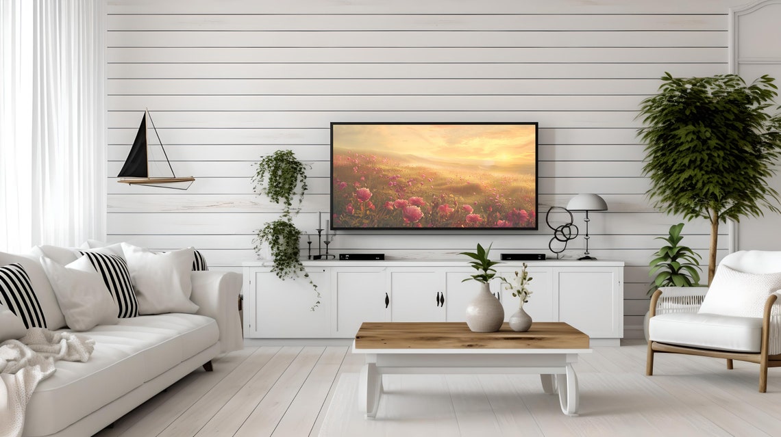 Wildflower Field Frame Tv Art Frame Tv Art Country Field Landscape Tv Art Sunrise Tone Frame Tv Flowers Pink Wildflower Tv Art - Image 3