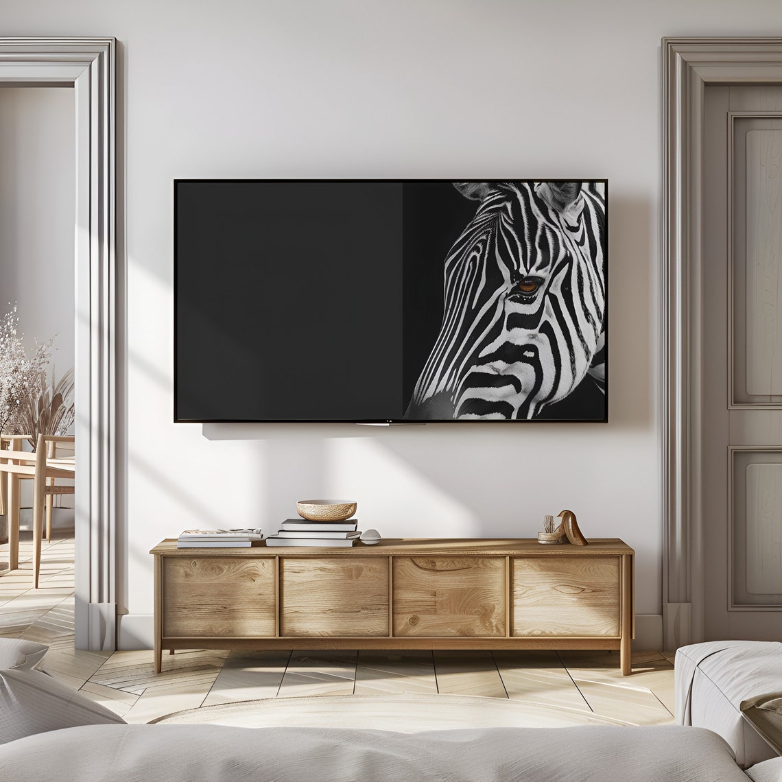 Zebra Close Up Dramatic Striped Face Black Background Animal Poster - Image 2