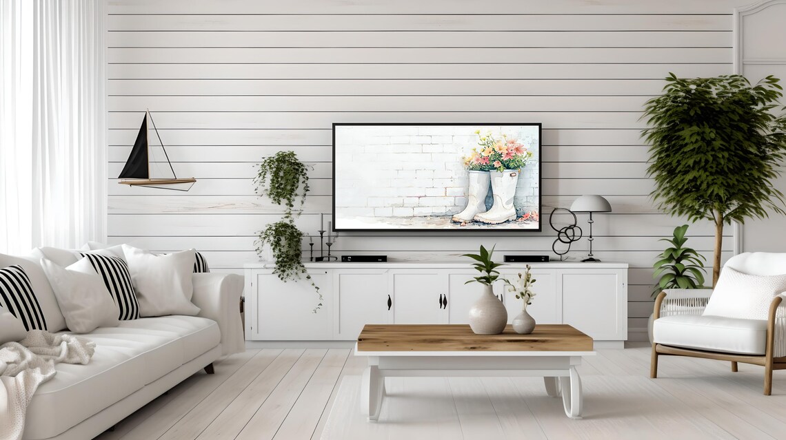 Spring Frame TV Art, Watercolor Rain Boots - Image 2