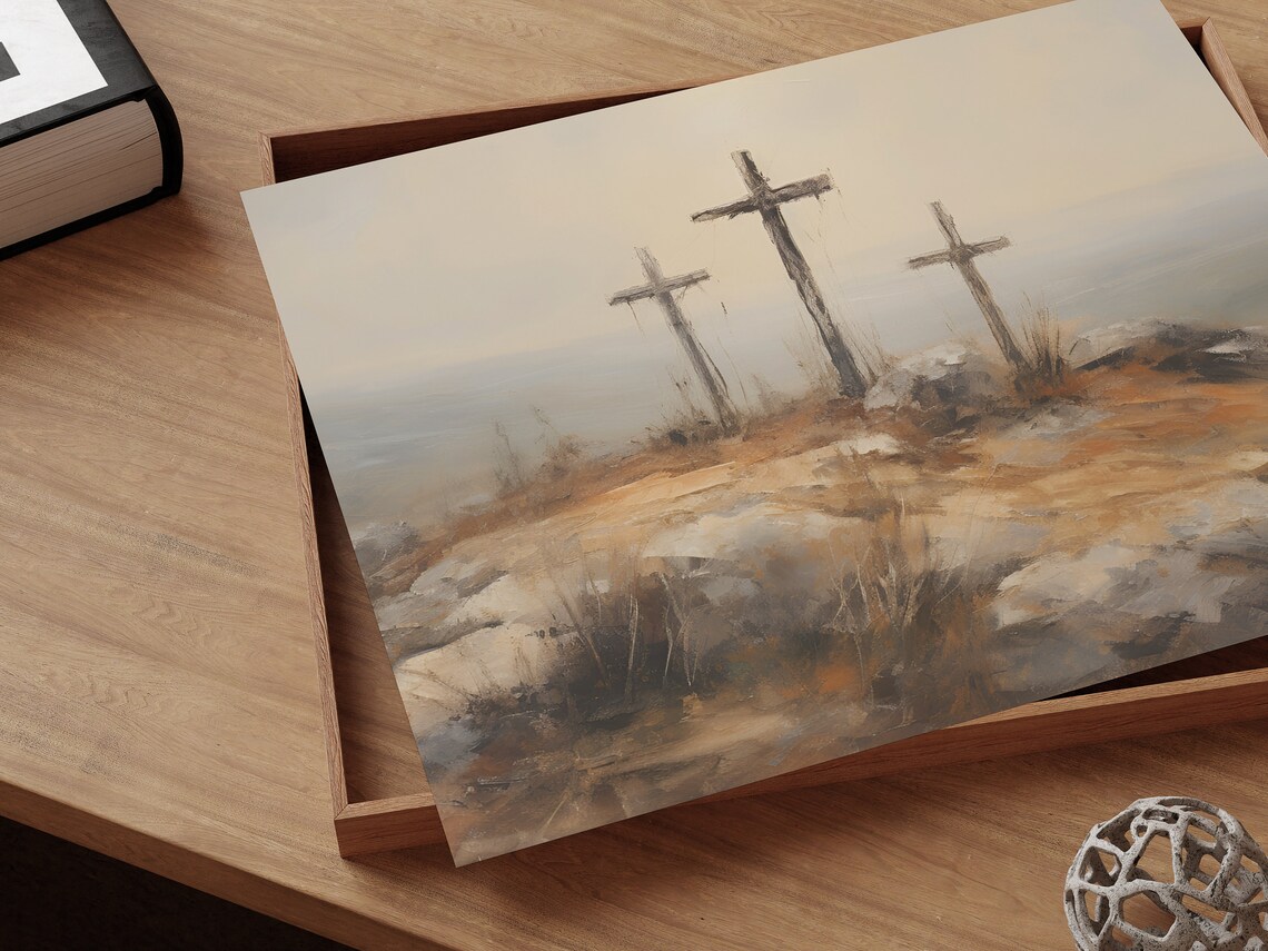 Watercolor Easter Crosses and Golgotha Poster - Image 2