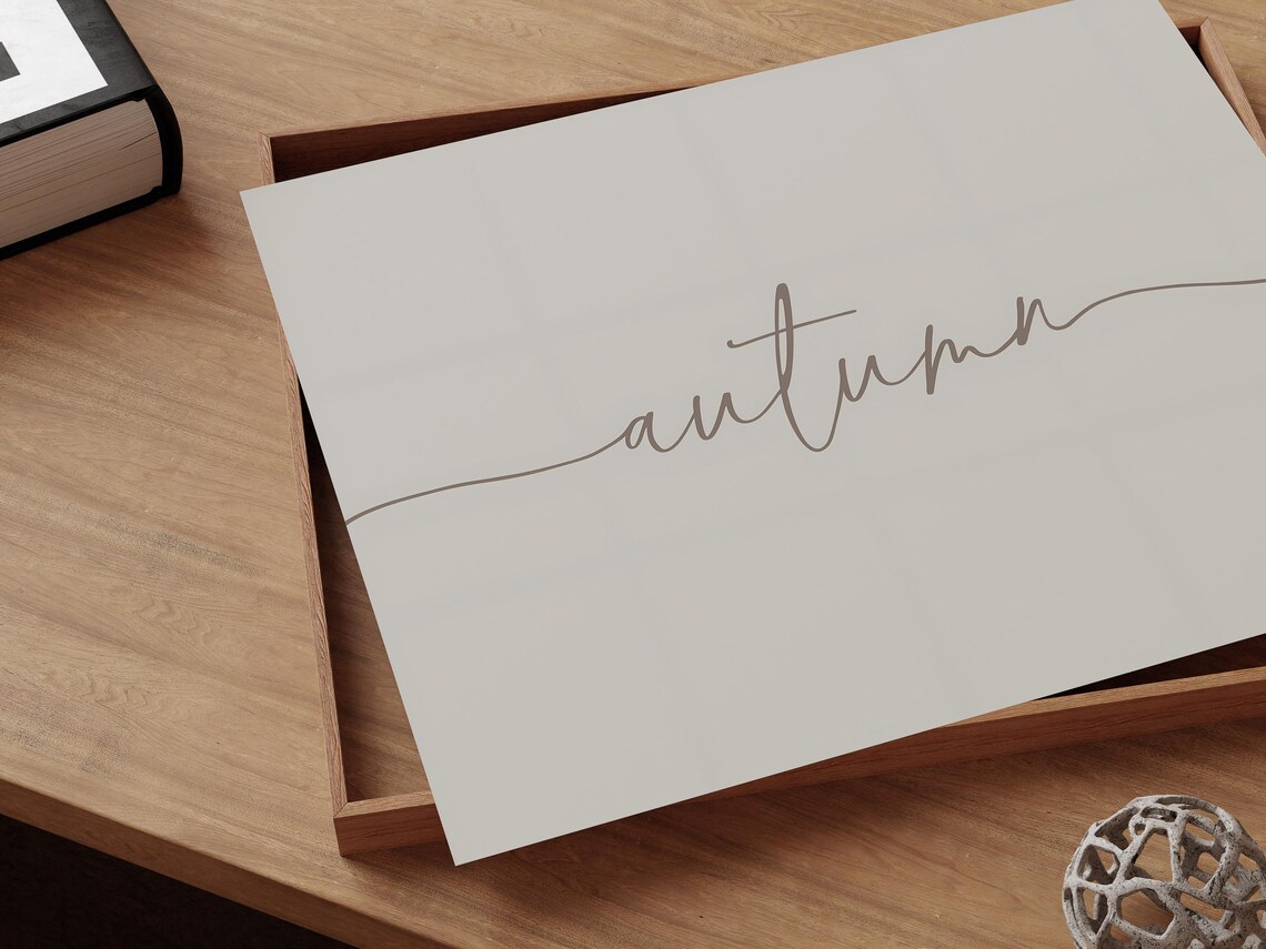 Autumn Script Simple Cream Fall Word Sign Neutral Farmhouse Minimal Wall Art - Image 3
