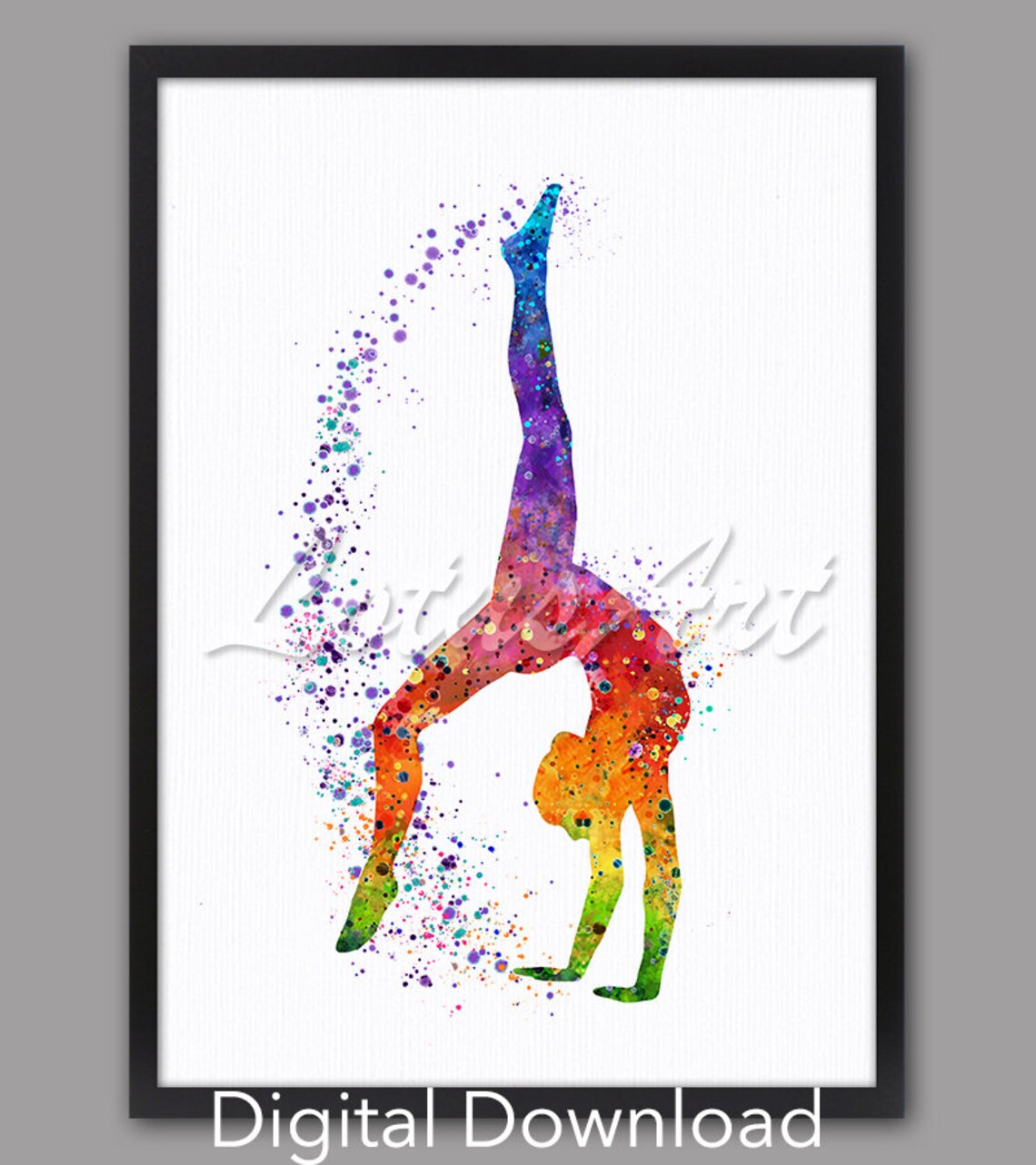 Gymnastics Tumbling Watercolor Art Print