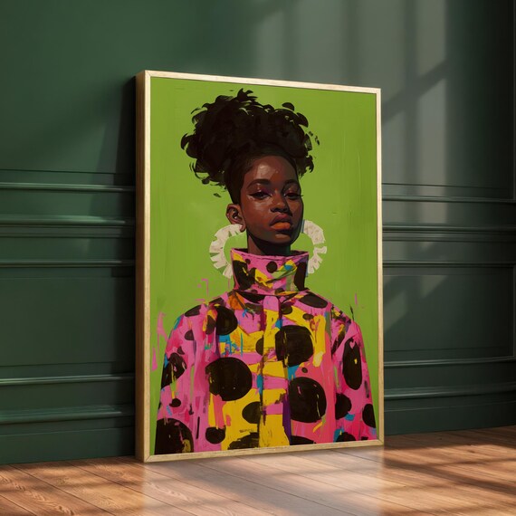 Expressive Female Artistic Portrait Wall Art Colorful Painterly Woman Print Fashion Illustration Feminine Figure