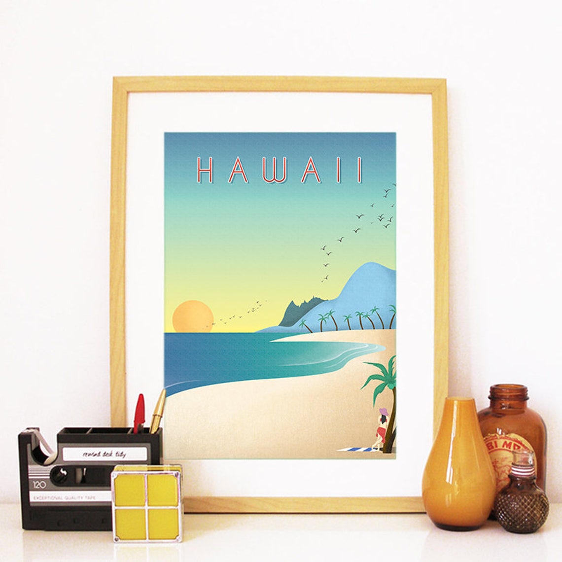 Hawaii Skyline Watercolor Art Print - Image 2