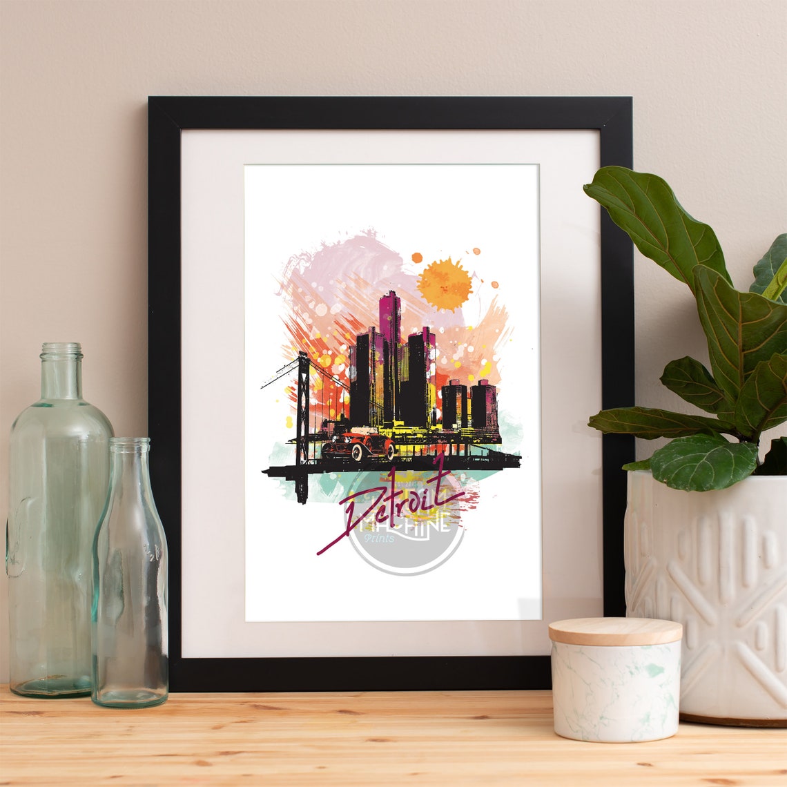 Detroit Print Detroit Skyline Detroit Art Detroit Poster Detroit Watercolor Detroit Art Print Detroit Map Detroit Wall Art