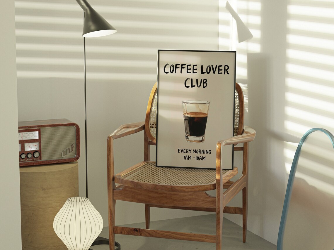 Coffee Lover Club Every Morning Espresso Typographic Art Poster - Image 2