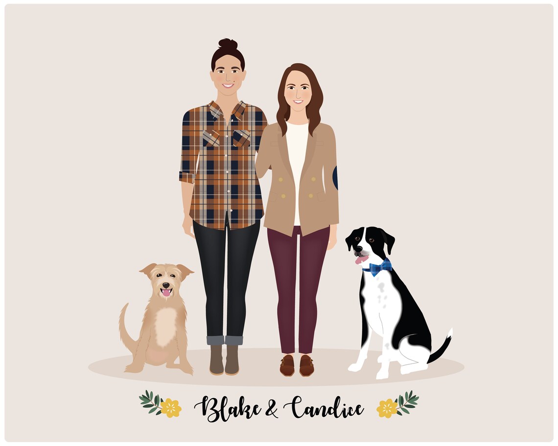 Personalized Couple Portrait, Custom Art Print - Image 2