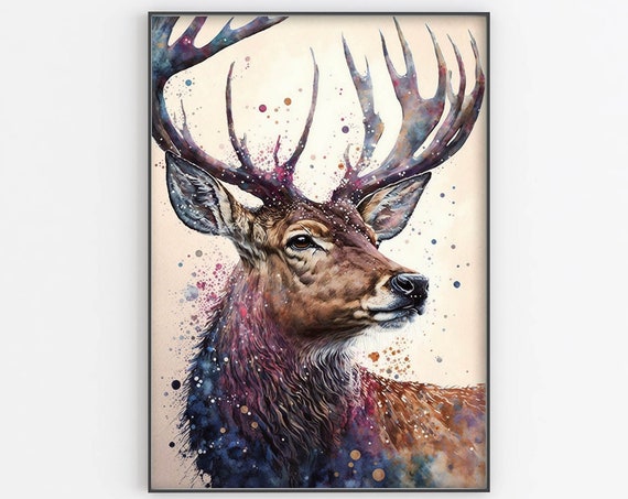 Deer Watercolor Painting Deer Painting Poster Deer Art Print Wall Decor Deer Wall Art Home Decor Home Office Decor Housewarming Gift