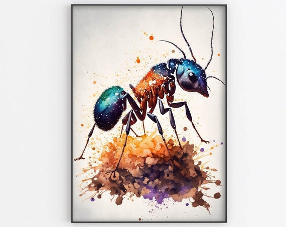 Insect Watercolor Painting Ant Painting Print Insect Art Poster Entomology Art Wall Decor Insects Decor Wall Art Home Decor Large Wall Art