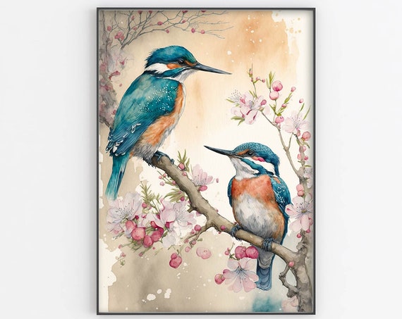 Kingfisher Watercolor Painting Kingfisher Painting Poster Kingfisher Art Print Wall Decor Kingfisher Wall Art Home Decor Housewarming Gift