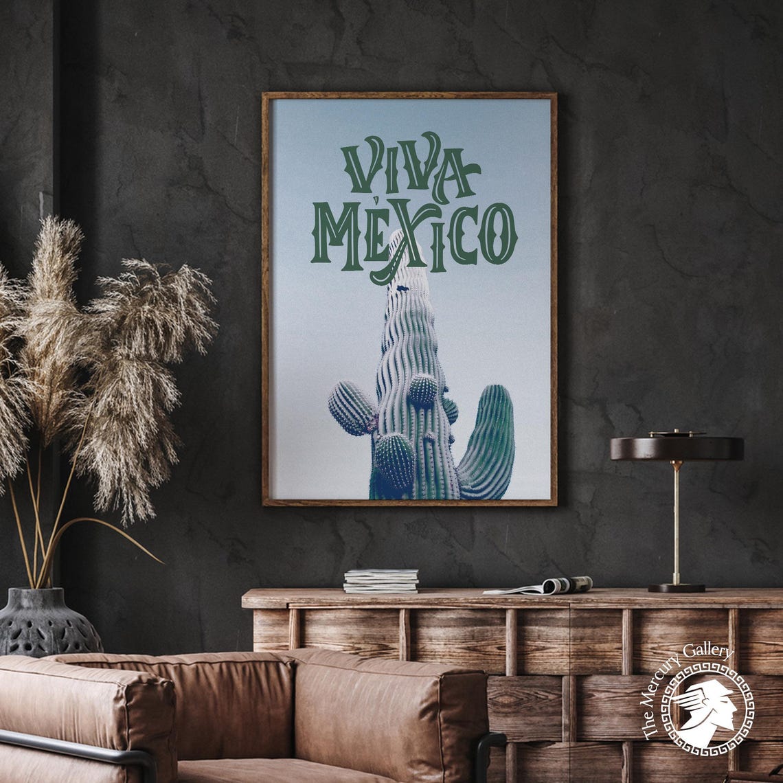 Viva Mexico Saguaro Cactus Photo Poster Green Typography Wall Print - Image 4