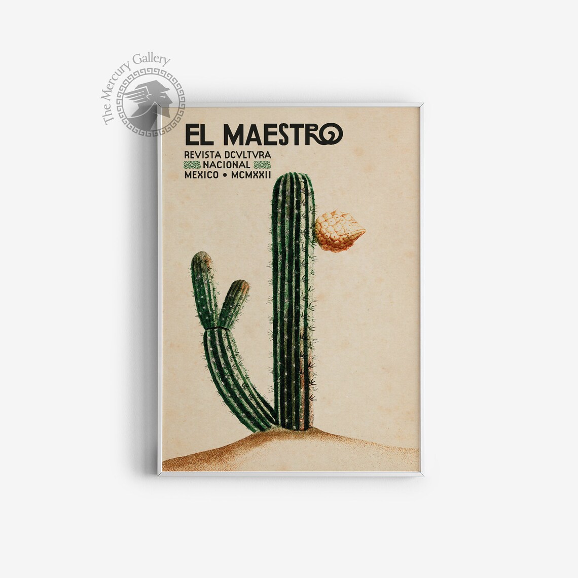 Mexican Vintage Blooming Cactus Art Print - Image 4
