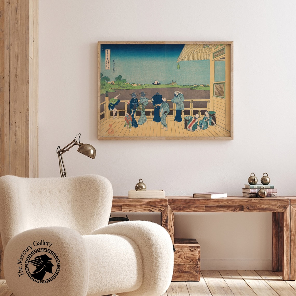 Hokusai Sazai Hall Temple Arhats Visitors Viewing Mount Fuji Ukiyo E Poster - Image 4