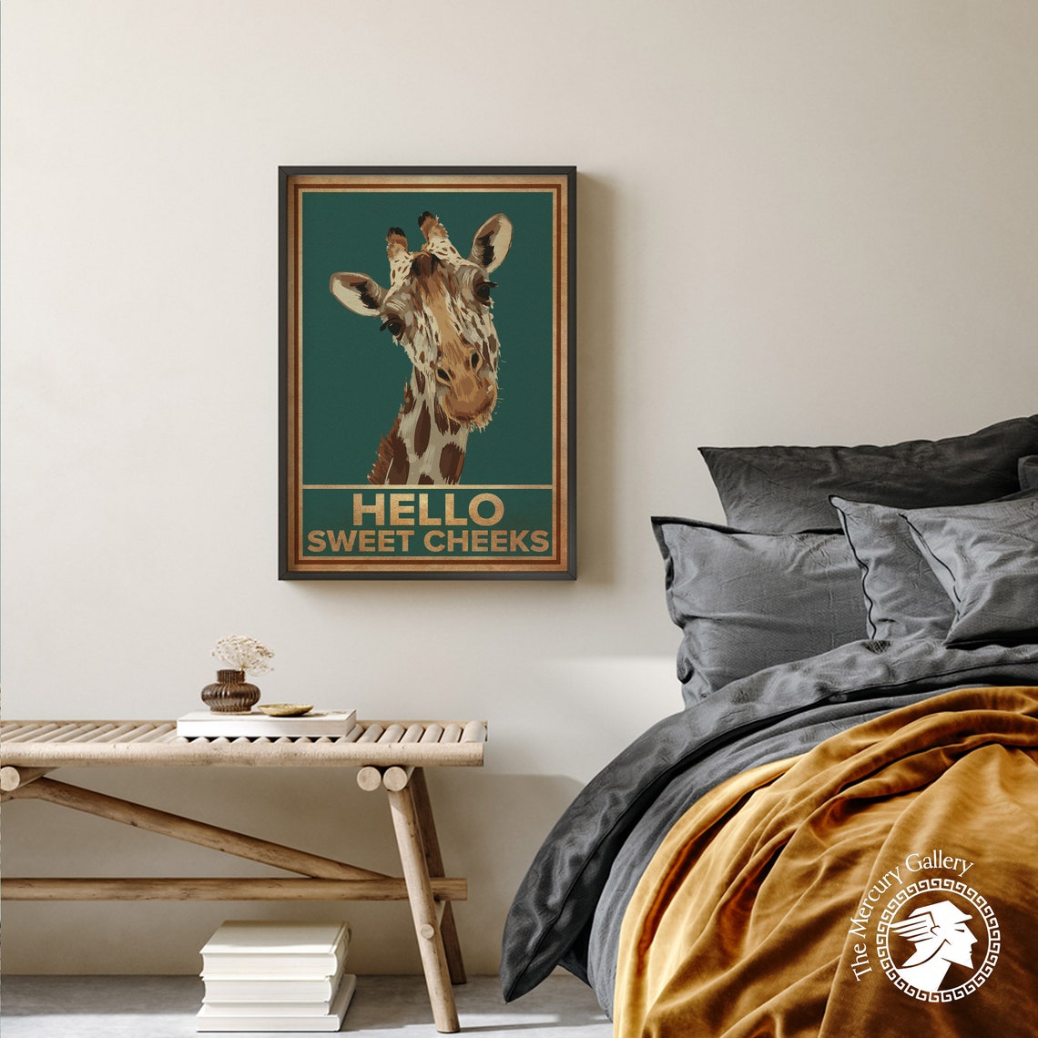 Giraffe Hello Sweet Cheeks Funny Vintage Retro Bathroom Wall Poster - Image 5