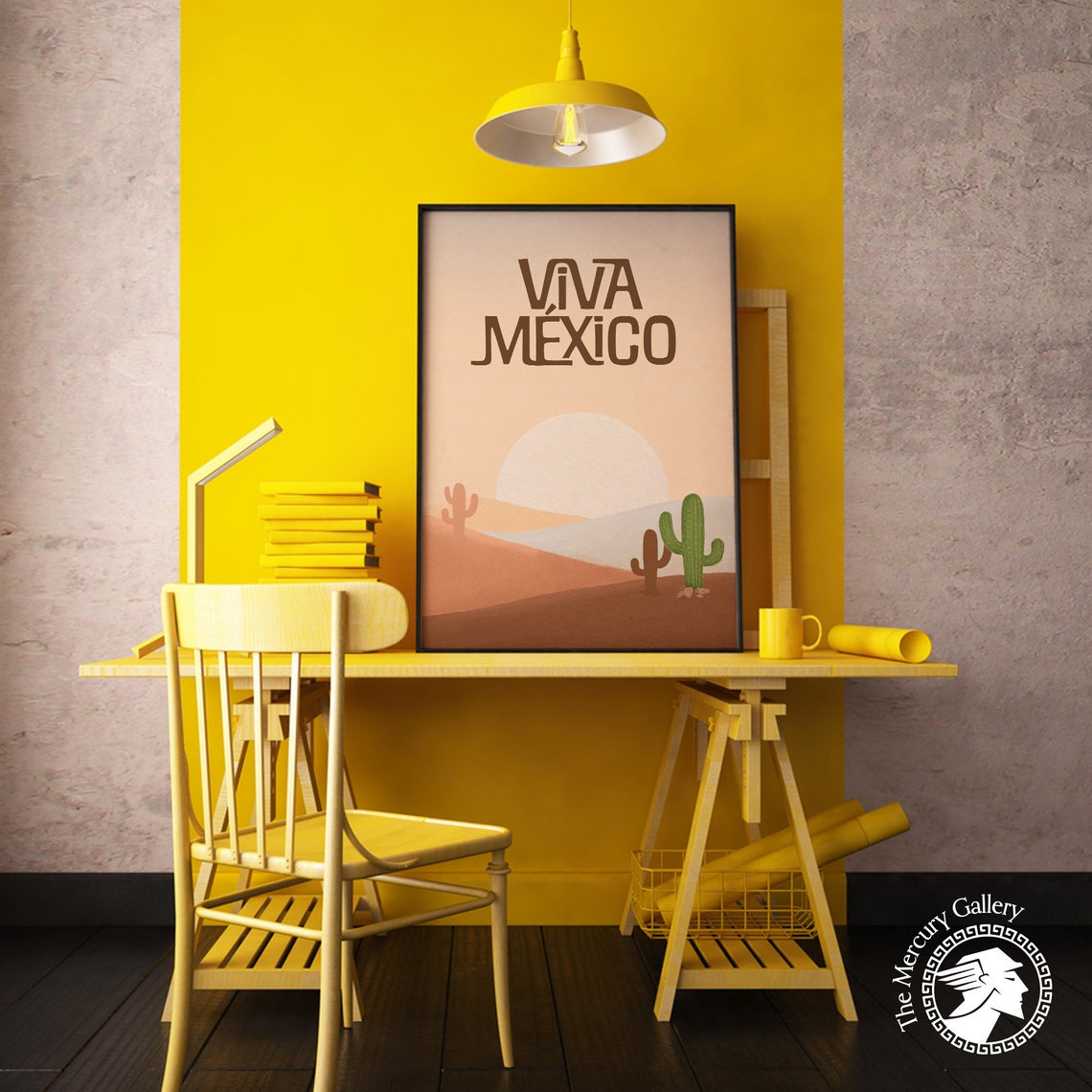 Viva Mexico Desert Cactus Sunset Modern Boho Travel Poster Wall Print - Image 5