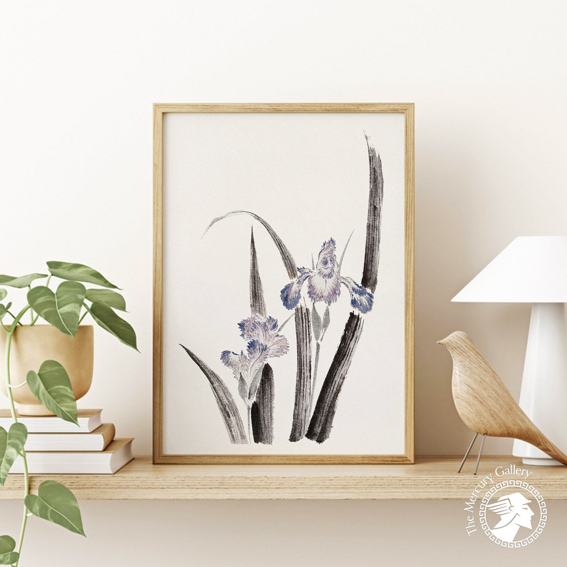 Hokusai Japanese Iris Flower Ink Painting Botanical Wall Art Poster