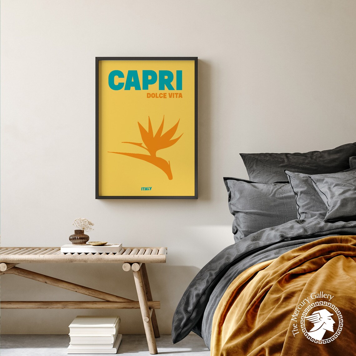 Capri Italy Dolce Vita Bird Of Paradise Modern Yellow Travel Poster - Image 6