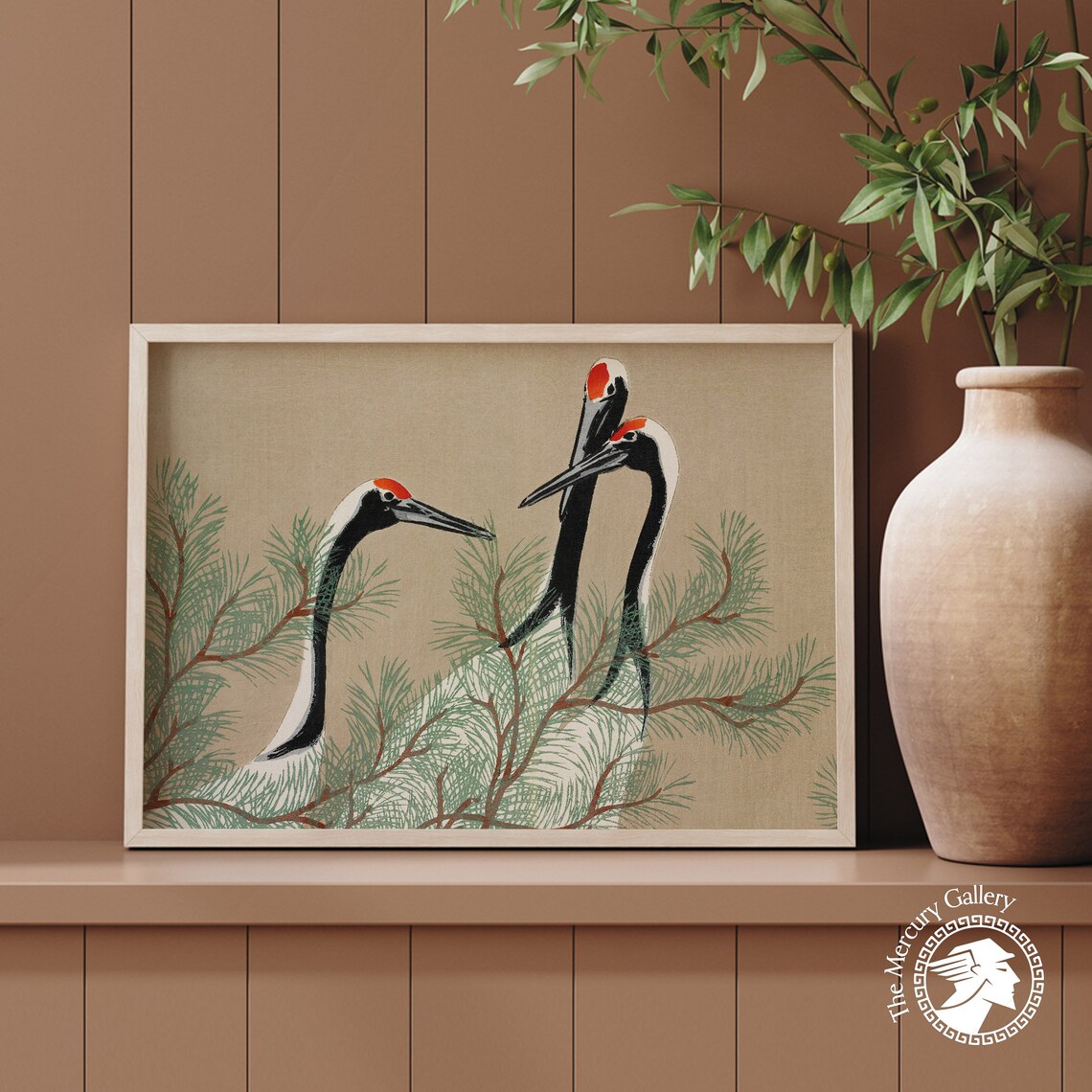 Cranes by Kamisaka Sekka, Japanese Vintage Poster