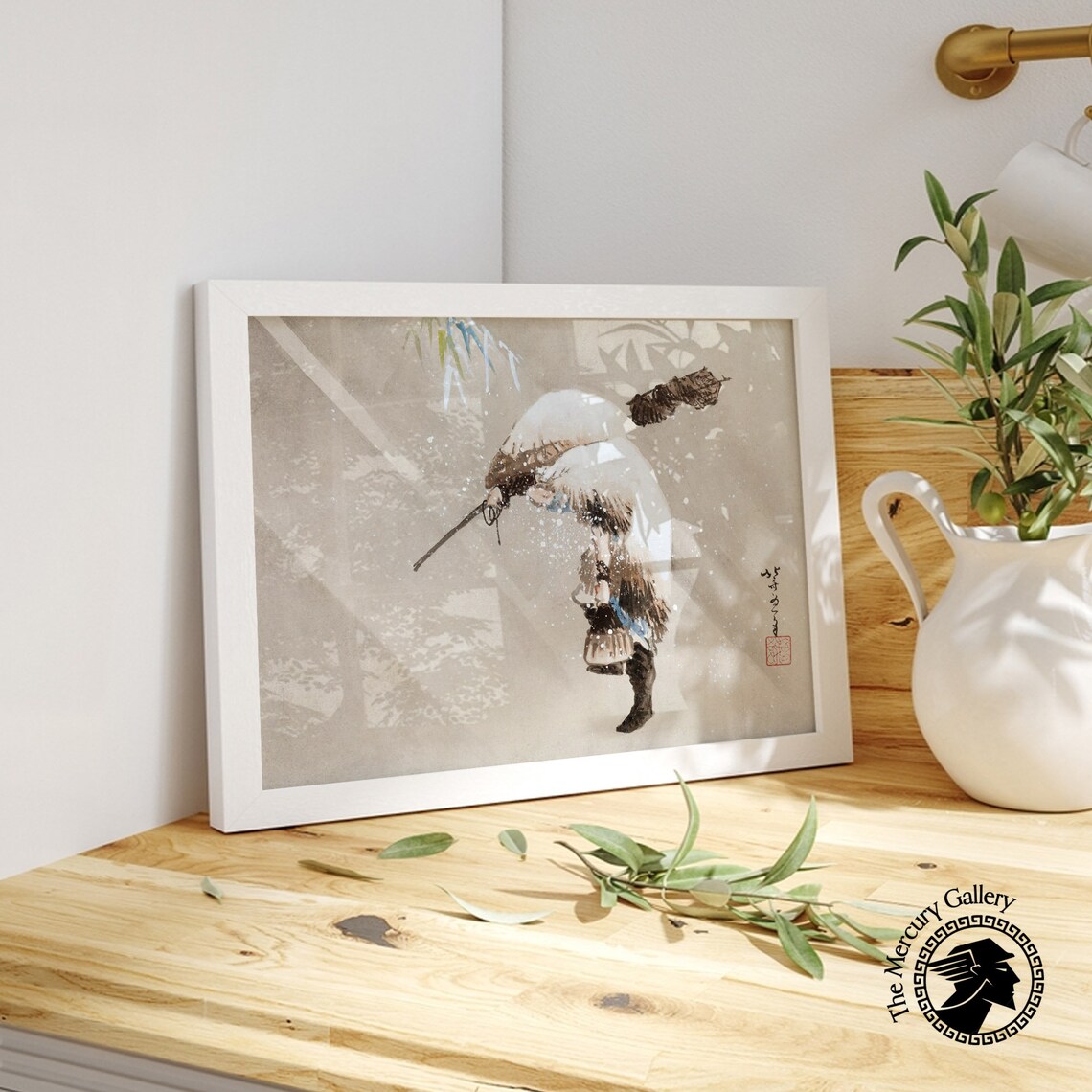 Hokusai Fisherman in Snow Winter Scene Vintage Japanese Art Poster - Image 5