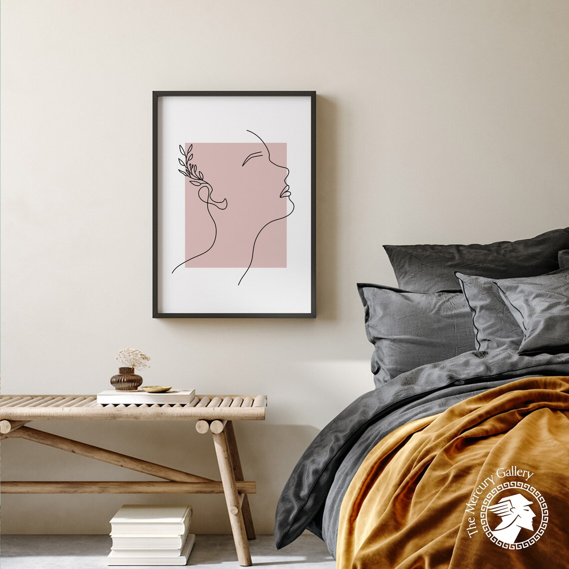 Woman Face Line Drawing Boho Abstract Feminine Profile Minimalist Art Print - Image 3