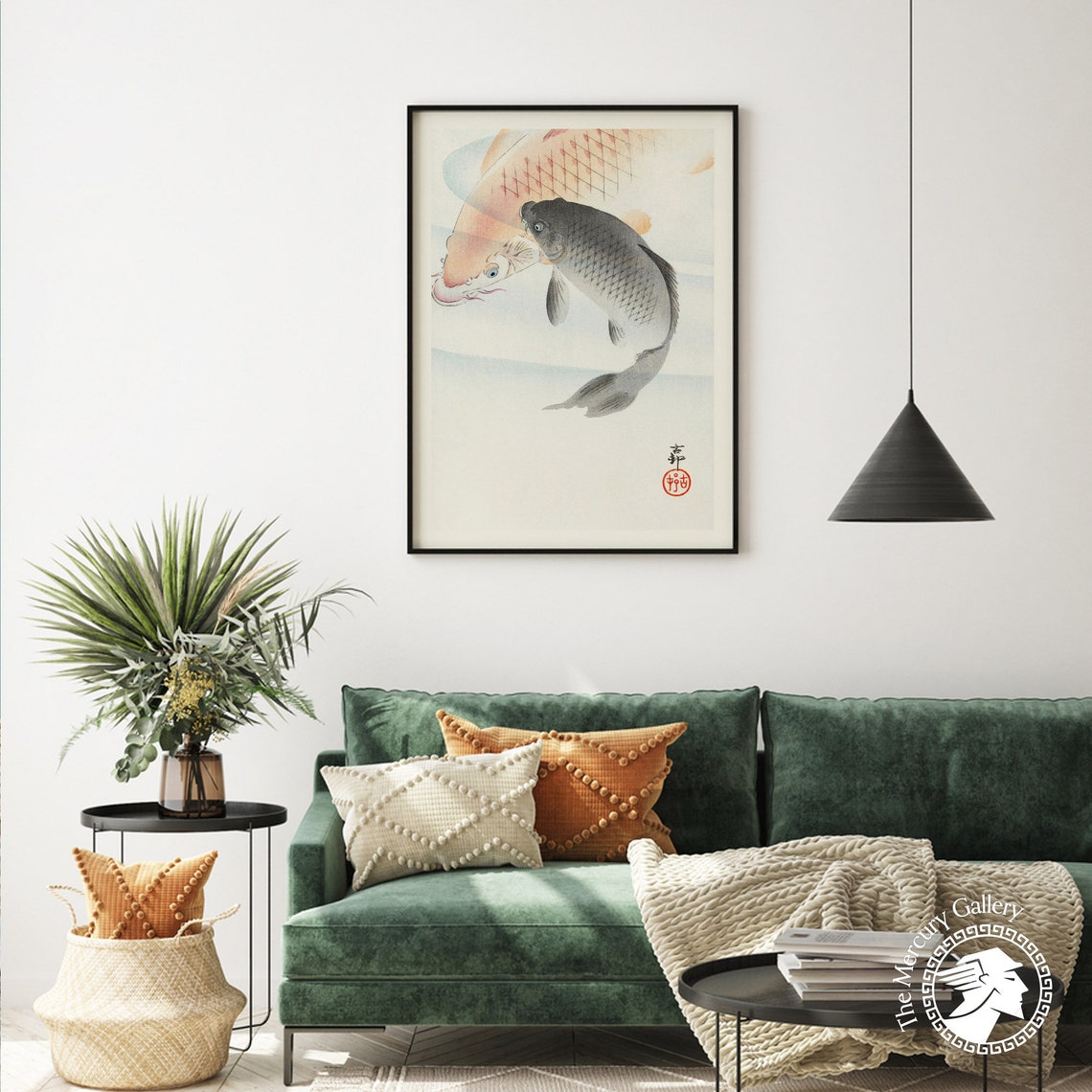 Ohara Koson Two Koi Carp Fish Swimming Japanese Vintage Art Poster - Image 4