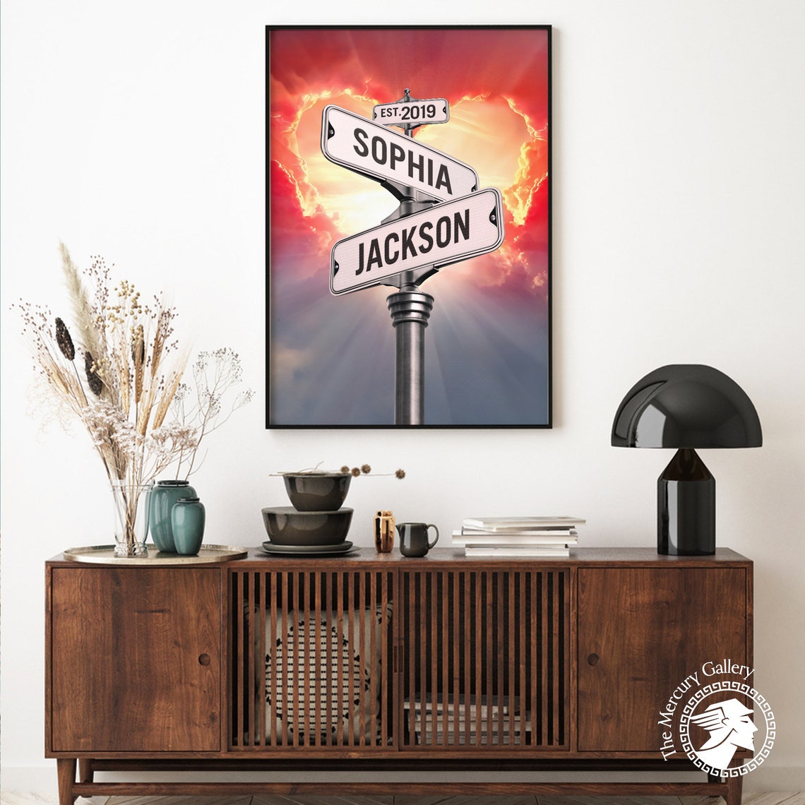 Personalized Vintage Street Sign Couples Names Sunset Art Poster - Image 5