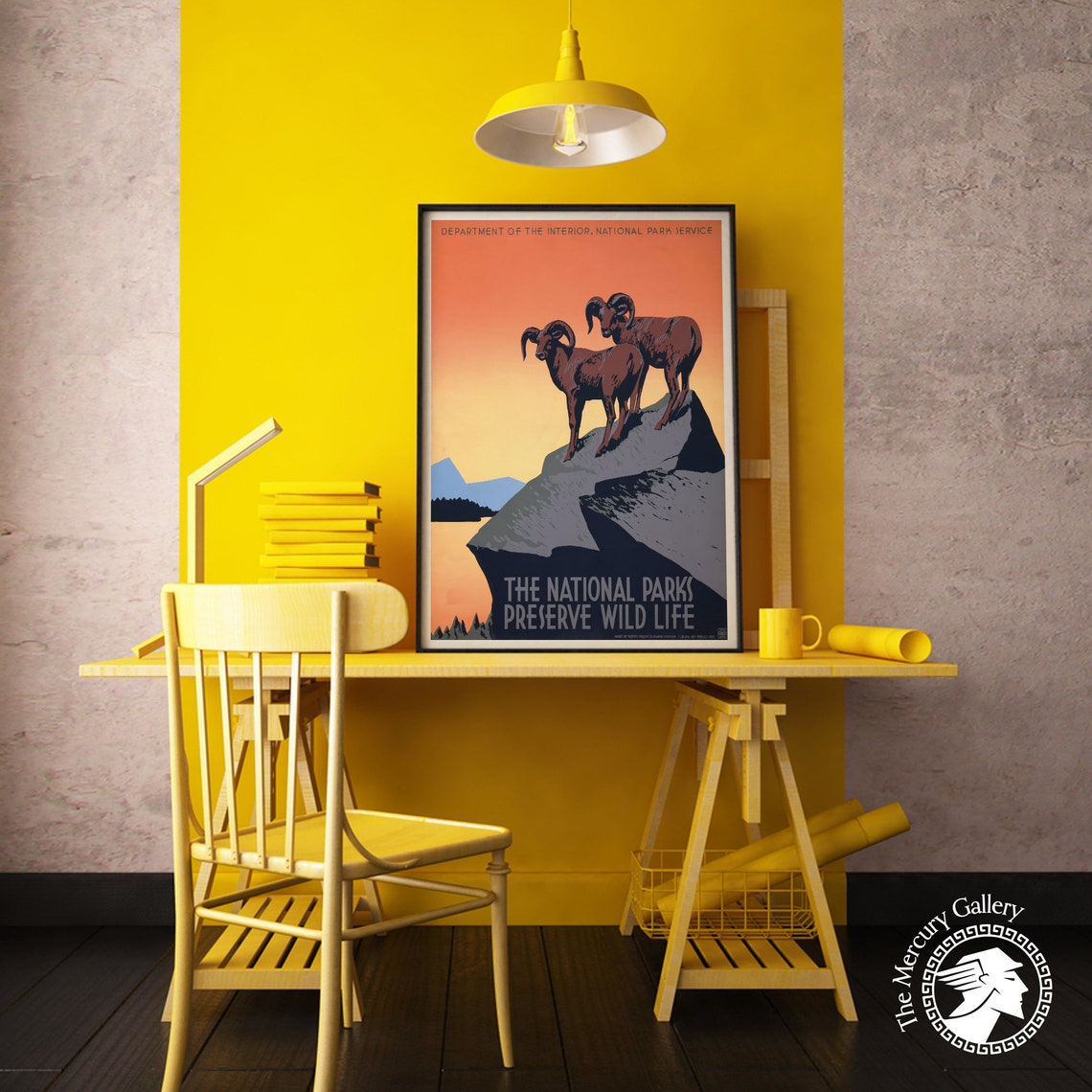 National Parks Bighorn Sheep Sunset WPA Vintage Wildlife Poster Print - Image 4