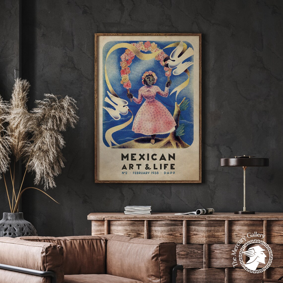 Mexican Exhibition Vintage Travel Poster, Floral Art - Image 2