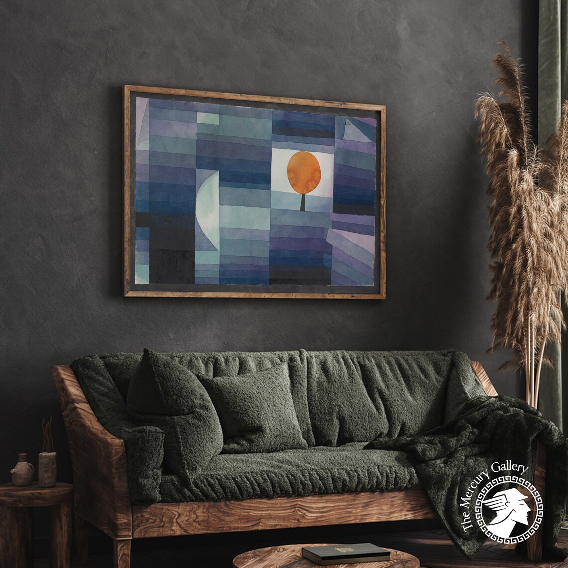 Paul Klee Harbinger Of Autumn 1922 Blue Tile Grid Moon Art Print - Image 4