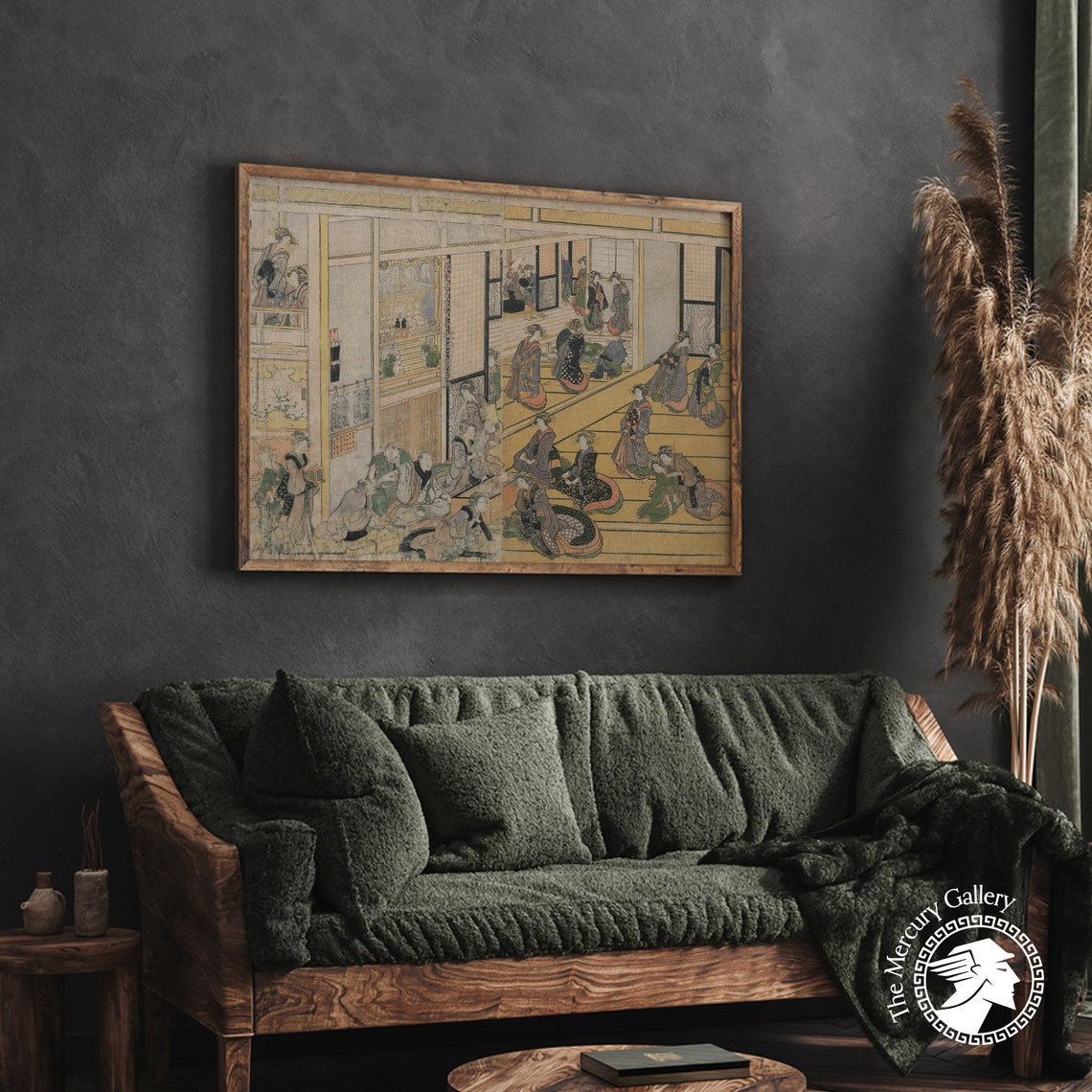 Hokusai Art Print New Years Day At The Ogiya Seiro Japan Wall Art Hokusai Wall Art Japanese Art Print Japanese Decor - Image 2