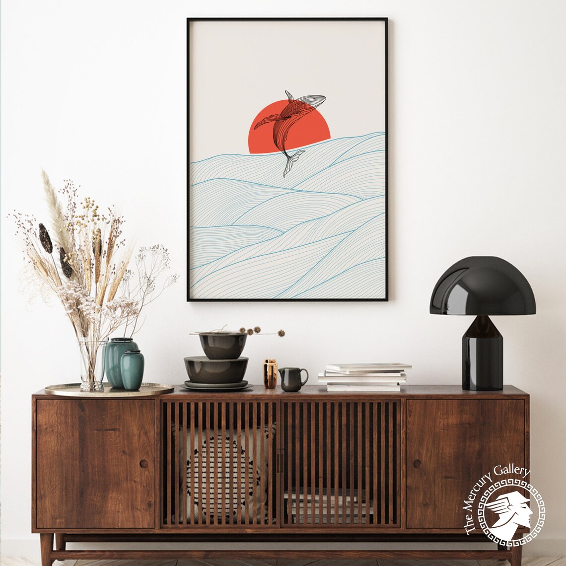 Humpback Whale Line Art Art Print, Ocean Waves - Image 2